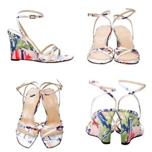 Kate Spade Floral Watercolor Wedge Sandals